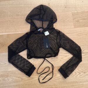 Fashion Nova - Vacation Drip Mesh Hooded Top in Black